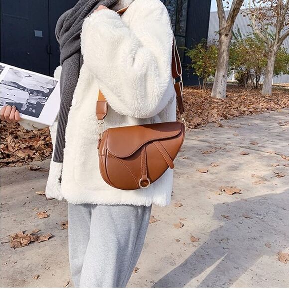 Saddle shoulder bag clutch purse - camel - Picture 1 of 6